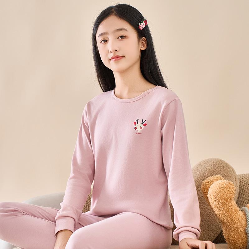 Teen student long johns boys older children thermal underwear little girl bottoming cotton sweater children pajamas set