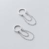 Simple Korean Silver Color Chain Tassel No Pierced Ear Clip Fashion Jewelry Ear Cuff Clip Earrings