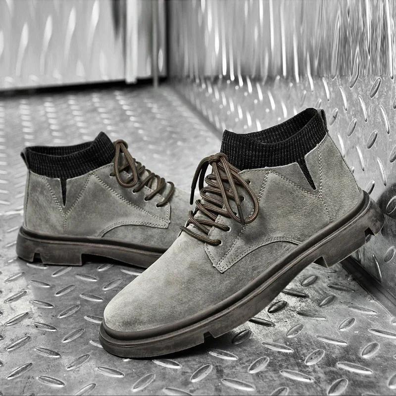 Брендовые мужские ботинки из натуральной кожи, повседневные нескользящие уличные ботинки, роскошные мотоциклетные ботинки, дышащие мужские прогулочные туфли для вождения