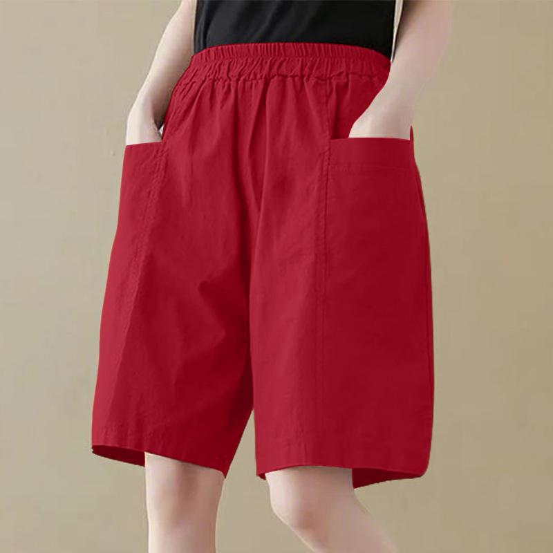 ZANZEA Женские повседневные свободные шорты с карманами и эластичной талией