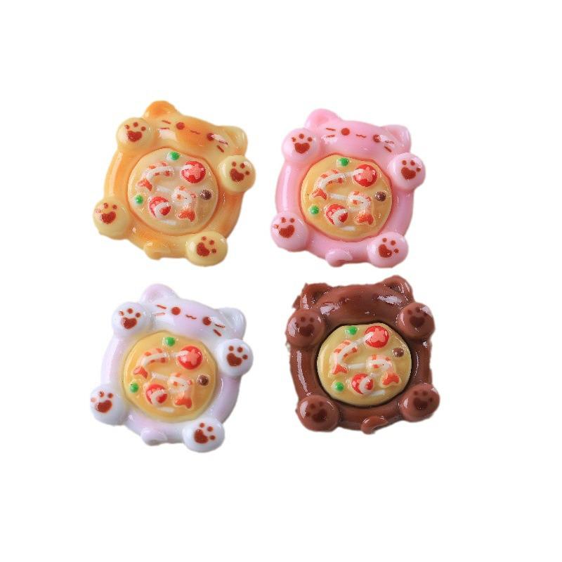 Очаровательный набор для самостоятельного изготовления брелока в виде пиццы с кошкой: В комплект входят материалы для ручного изготовления, смола, заплатки, крем-клей и аксессуары для имитации еды.