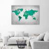 Canvas print, Green world map on concrete