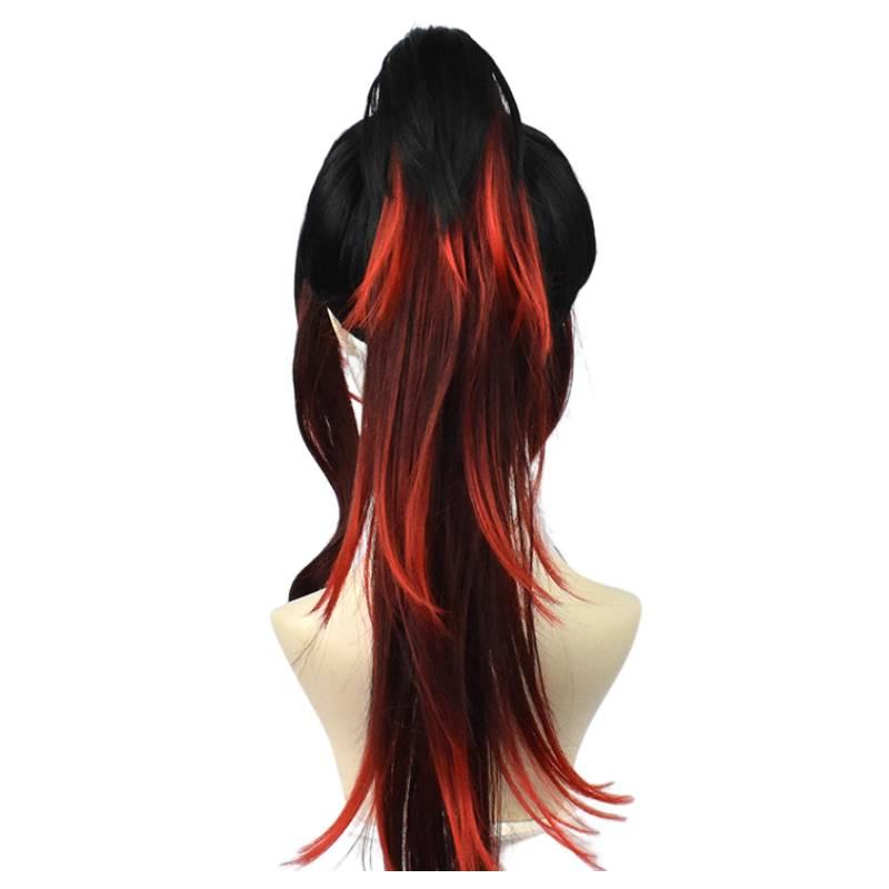 High-temperature Fiber Black Red Gradient Wig Perfect For Anime And Cosplay Fans