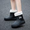 Женские короткие резиновые сапоги новые бархатные съемные дождевые туфли уличная обувь для воды модные и легкие водонепроницаемые и нескользящие резиновые сапоги