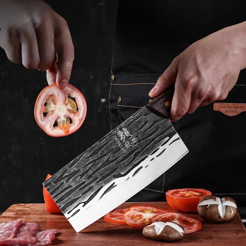 Кухонный нож из нержавеющей стали, кованый нож для дома, нож для нарезки ломтиками, кухонный острый нож для нарезки красного мяса