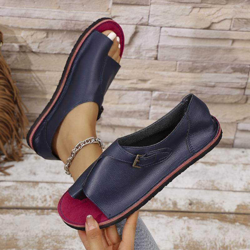 Женские новые сандалии на плоской подошве с ремешком на щиколотке, пряжка, повседневный стиль, больших размеров