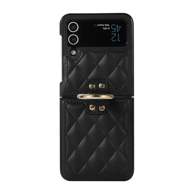 Модный кожаный чехол-держатель с крючком для пальца в сетку для Samsung Galaxy Z Flip 4 Zflip 3 5g противоударный складной чехол Fundas