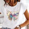 (Asian Size)  Clothing Ladies Flower Trend 90s Lovely Casual Women Tee Top Short Sleeve T Shirt Fashion Print Lady Female Graphic T-shirts