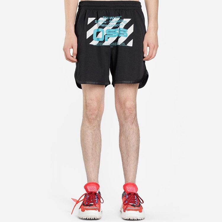Шорты из сетки OFF WHITE с волнистой линией OMCI005R201010041001