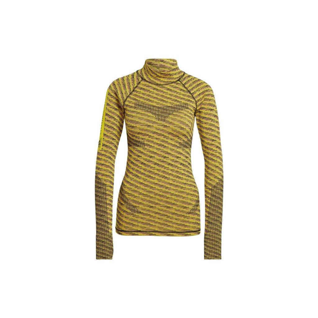 Adidas X Stella McCartney Collaboration Back Mesh Twill Printed Training Long Sleeve T-Shirt Women Tops Yellow HI1946