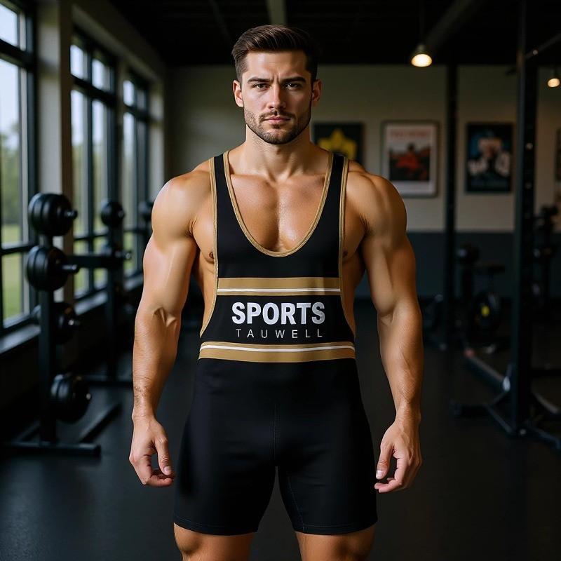 Mens Sleeveless V-Neck Bodysuit Gym Weightlifting Wrestling Squat Training Slim Fit Sexy Workout Tank Top