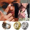 Gold Finger Ring Watch Round Cat Dial Clock Punk Quartz Watch  Women