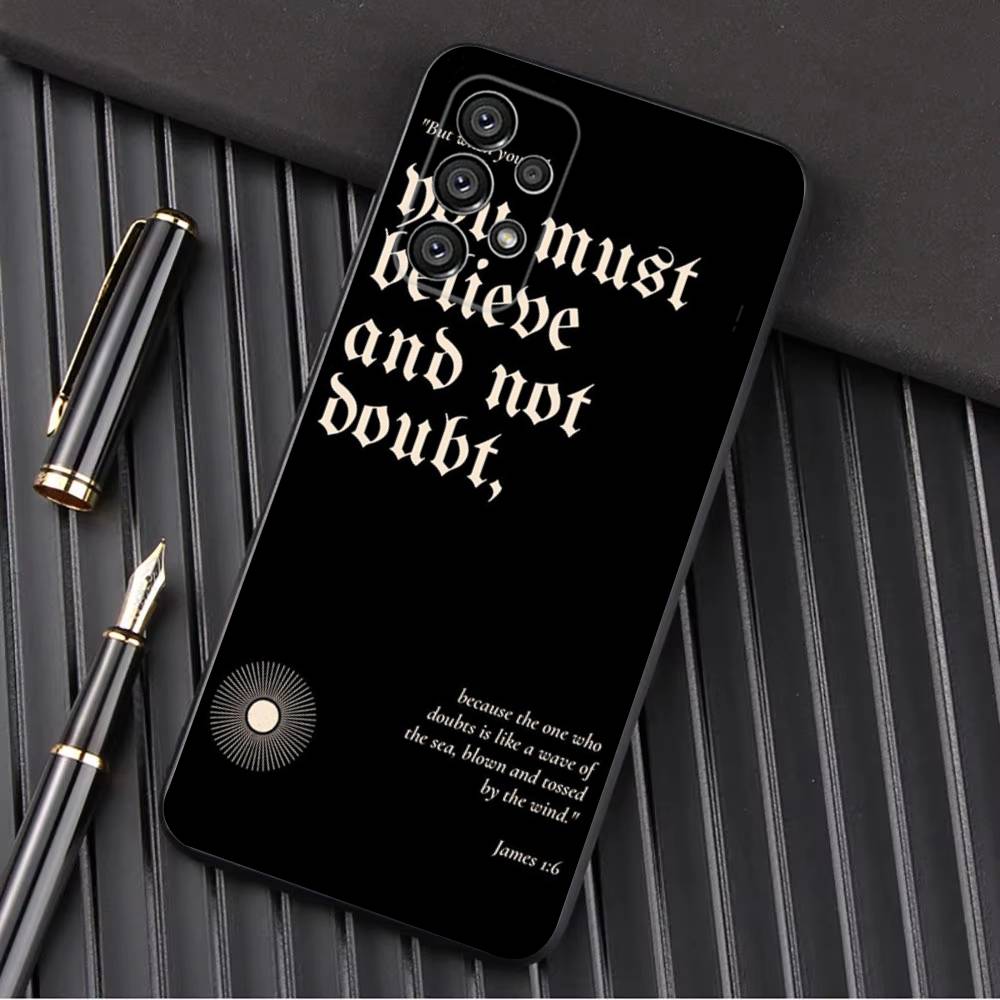 Стих из Христианской Библии Чехол для телефона Иисус для Samsung Galaxy A13,A21s,A22,A31,A32,A52,A53,A71,A80,A91 Мягкий черный корпус