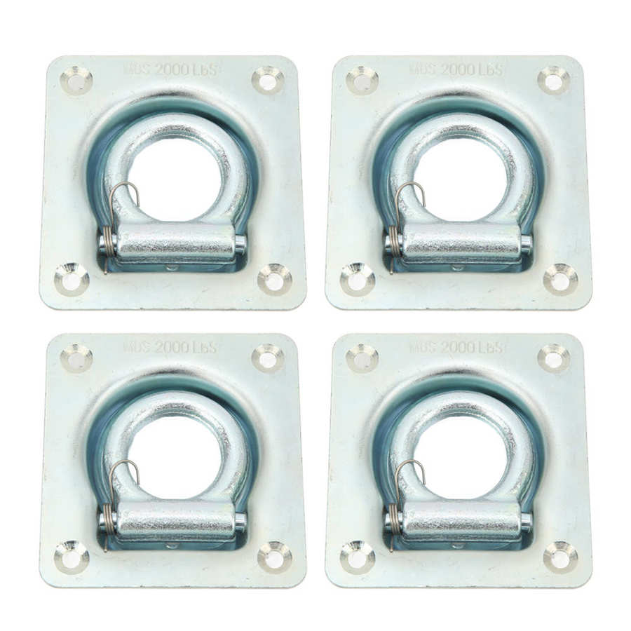 4PCS Recessed Trailer Rope Ring Towing Hook Carbon Steel 2000lb Maximum Breaking Force Trailer Tie Downs for Vans Trailers