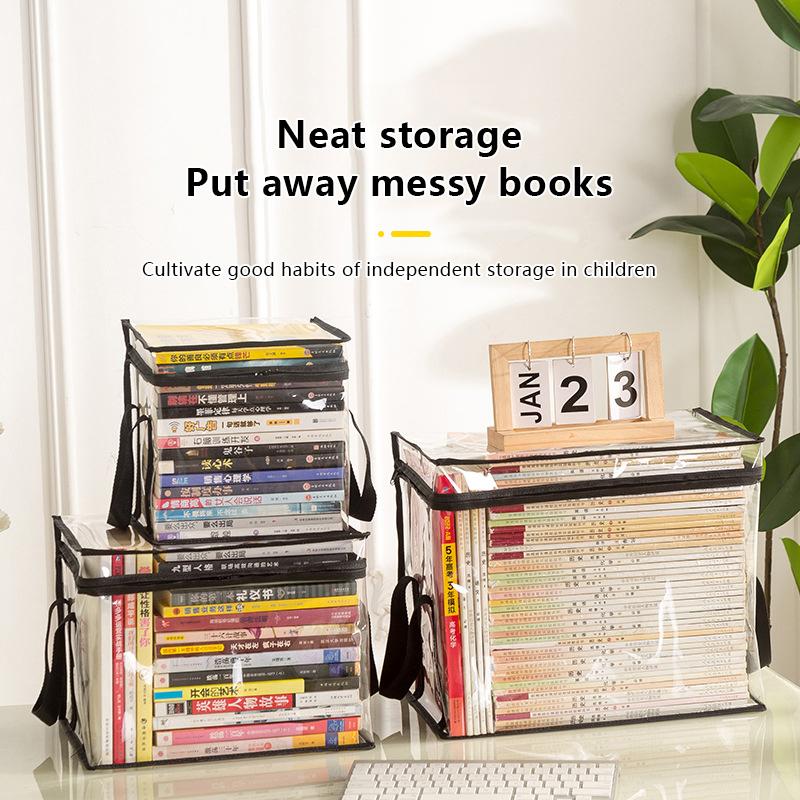 Сумка для хранения книг для школьников, большая вместимость, складной портативный ящик для хранения, прозрачный, пыленепроницаемый, водонепроницаемый, для организации одежды и игрушек