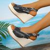 Yuzui European and American muffin 2025 slope heel sandals 2025 summer new platform foreign trade large size high heel sandals women