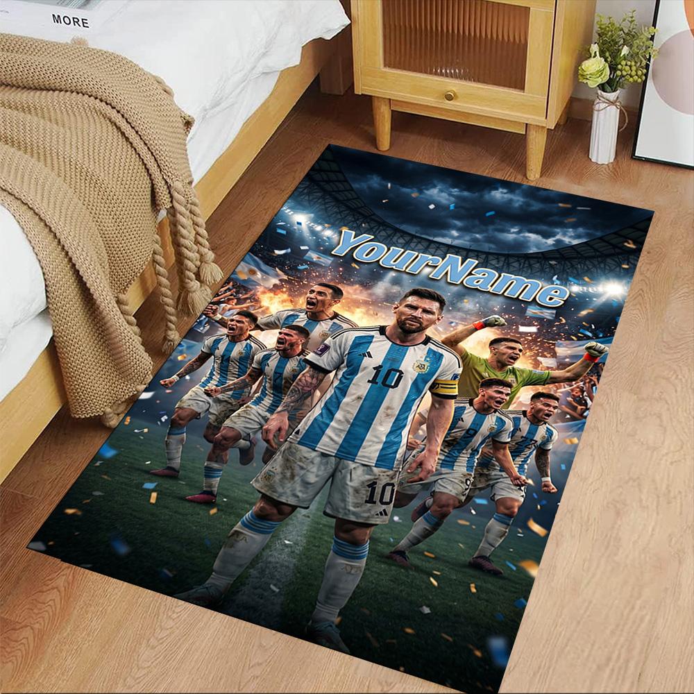 Messi Customizable Name Area Rug Design for Kitchen Dormitory Game Room Playrooms Antislip Carpet Anime Office Decor
