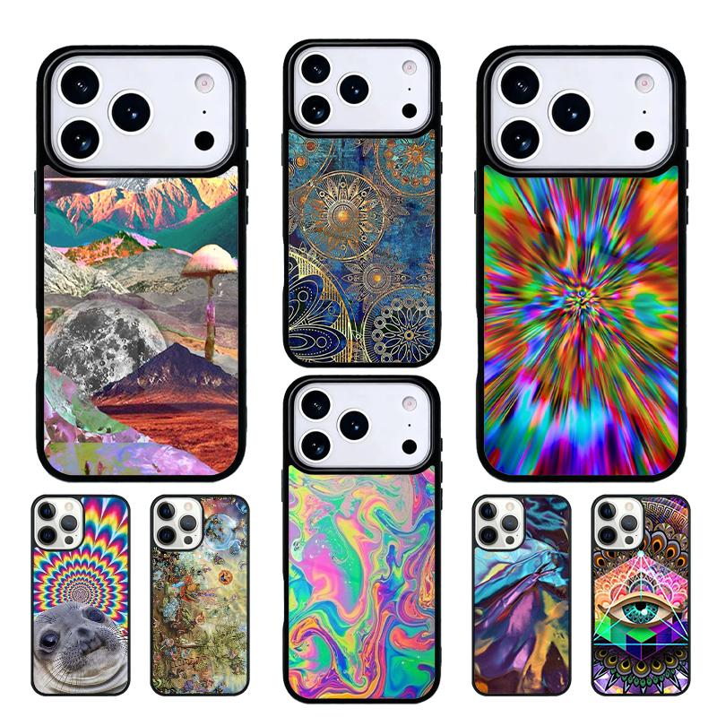 Hippie Trippy Psychedelic Message Abstract phone case cover Compatible with for IPhone 17air 16e 15 14 13 12 11Pro Max 17 Air