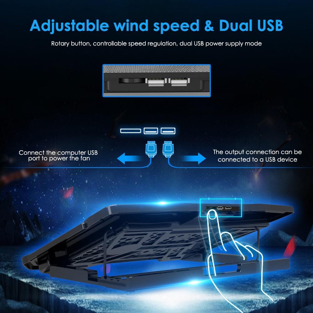 2 порта USB, шесть охлаждающих вентиляторов, охлаждающая подставка для ноутбука, подставка для ноутбука 14/15,6 дюймов, вентилятор