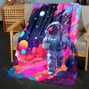 Astronaut space colorful abstraction Print Blanket Flannel Material Soft Warm for All Seasons Home Outdoor Camping Picnics RV