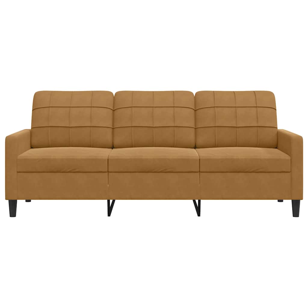 3 Seater Sofa Brown 180 cm Velvet