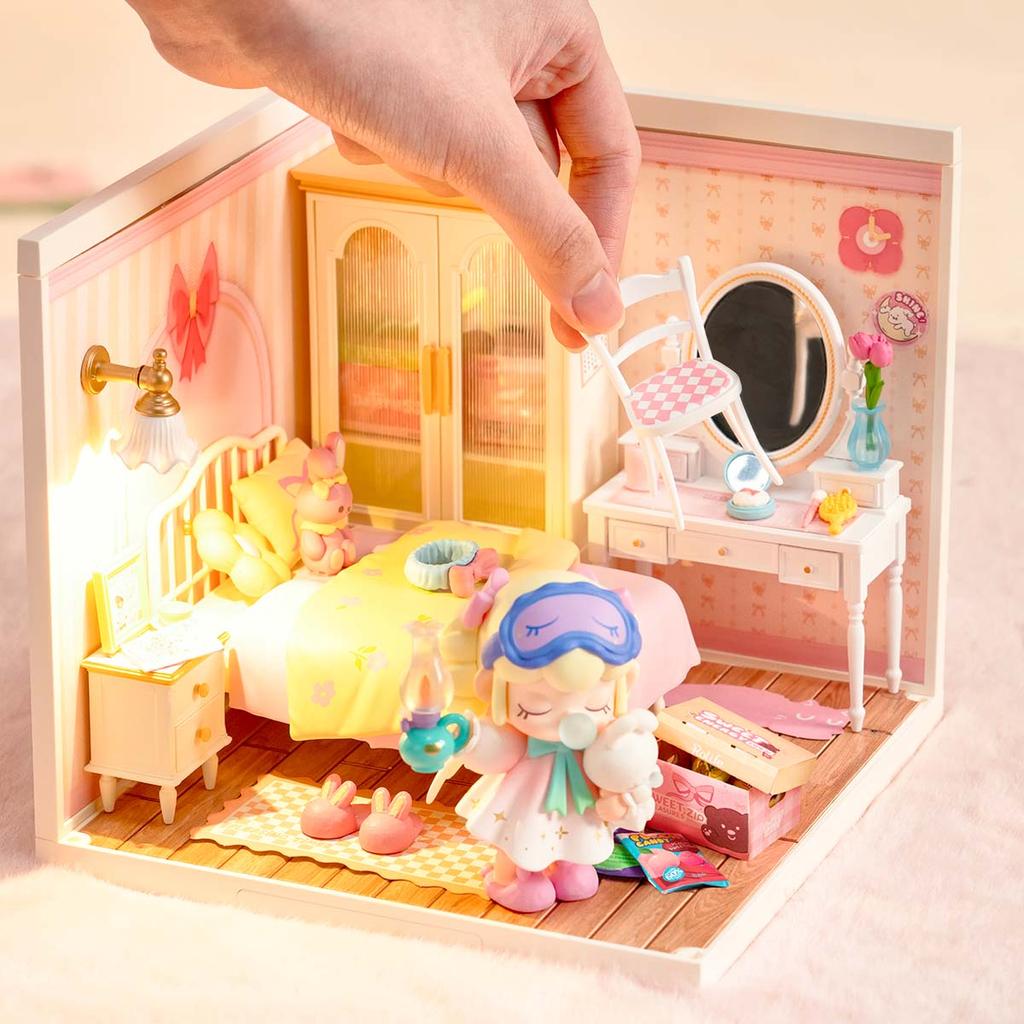 ROBOTIME Rolife 3D Puzzle Super Creator Lovely Pink Bedroom DIY Miniature House (DW016) | 1:24 Scale