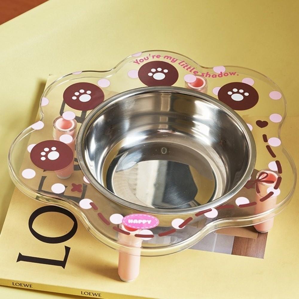 Stainless Steel Pet Feeding Bowl Flower Shape Dog Water Bowl Neck Protection Bowl Indoor Use