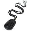 for Men Auspicious Beaded Chain Stone Rope Dragon Totem Pendent Necklace Carved Natural Obsidian