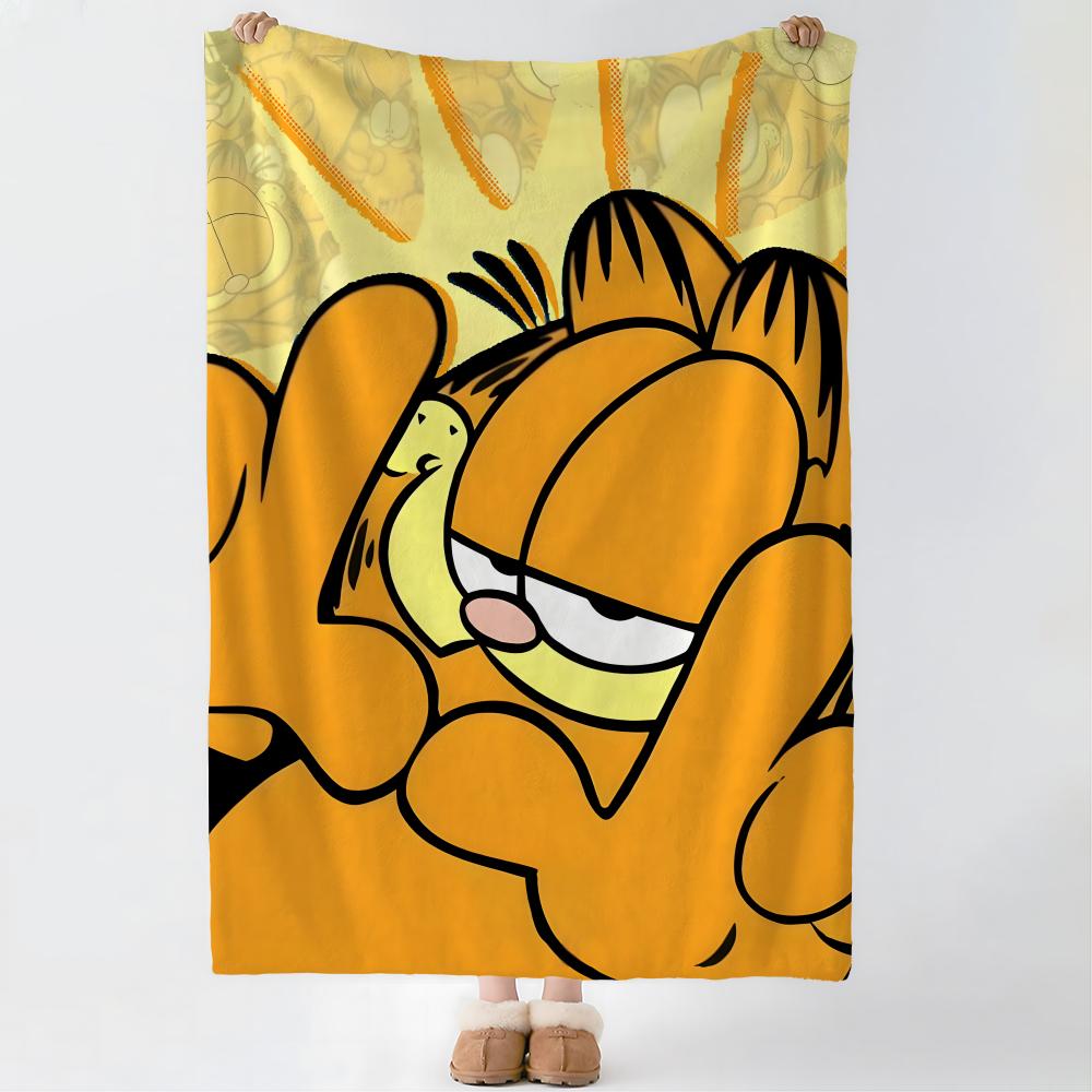 YELLOW CAT Garfield Throw Soft Coral Fleece Blanket 310gsm Fluffy Warm Throw for Sofa Bed Couch Bedroom Decor