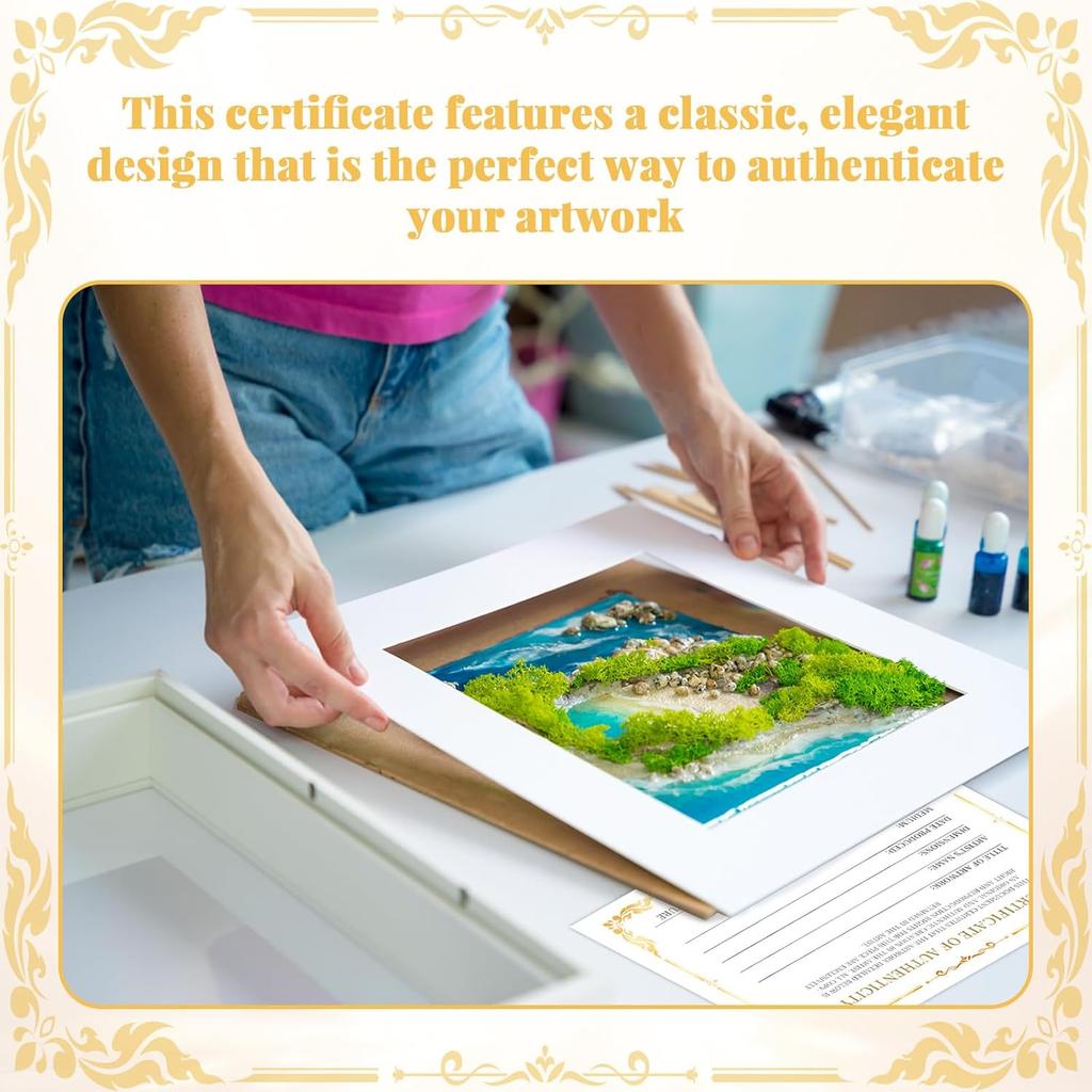 24 Pieces 5 x 7 Inch Certificate of Authenticity Gold Foil Premium Certificates for Valuations Collectibles and Artwork Gifts for Artists Artisans
