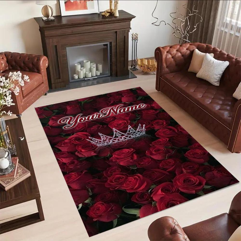 Rose Personalized Name Area Rug Suitable for Living Rooms Dormitory Bedrooms Decorate room Anti-slip Rug Office home decor