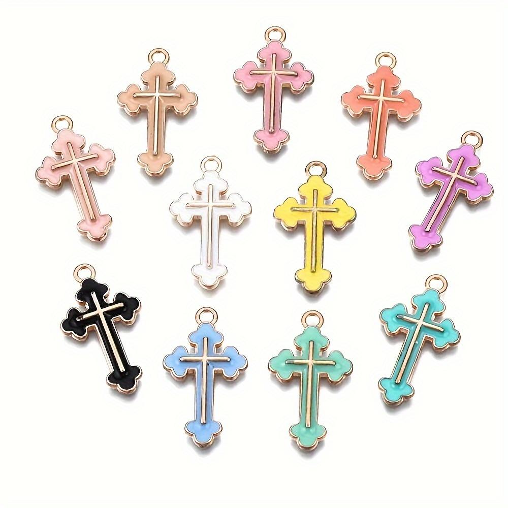 10/20/30 шт. Цветной масляный крест-капля из сплава, подвеска из сплава в форме креста, сделай сам, браслет, ожерелье, серьги, брелок, цепочка для ног