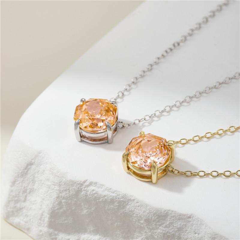 Arvaleff S925 Стерлинговое серебро и 14-каратное золото Циркониевое ожерелье с бриллиантами - Розовая трансграничная модная ключичная цепочка