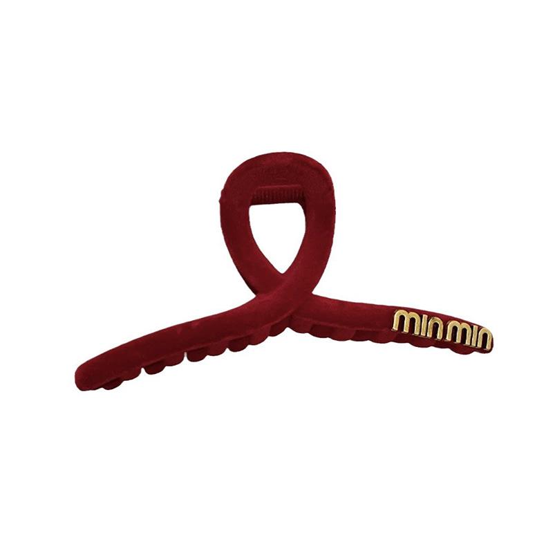 2024 Christmas Red Velvet Large Claw Hair Clip – High-End Shark Clip for Women