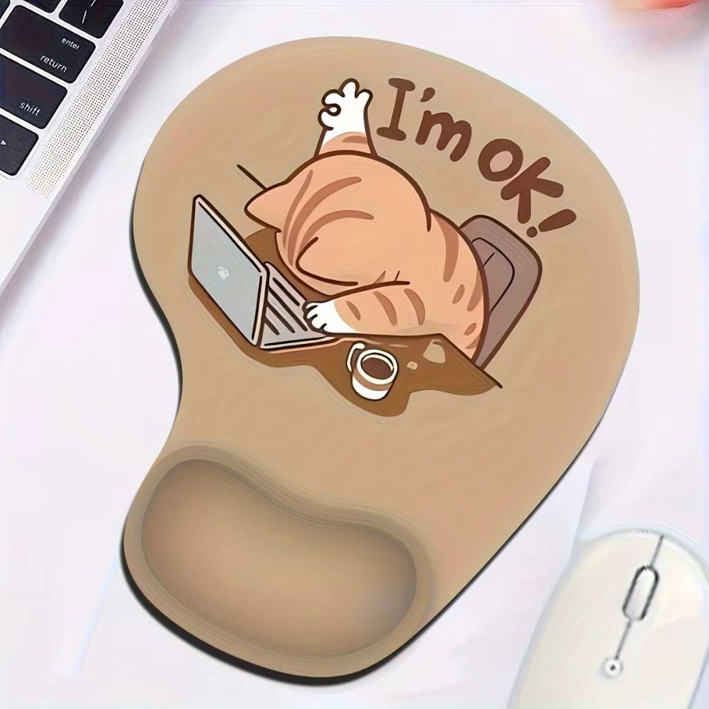 Cute Cartoon Cat Mouse Mat Ergonomic Wrist Support Pad Black Cat Animal Mouse Pad Computer