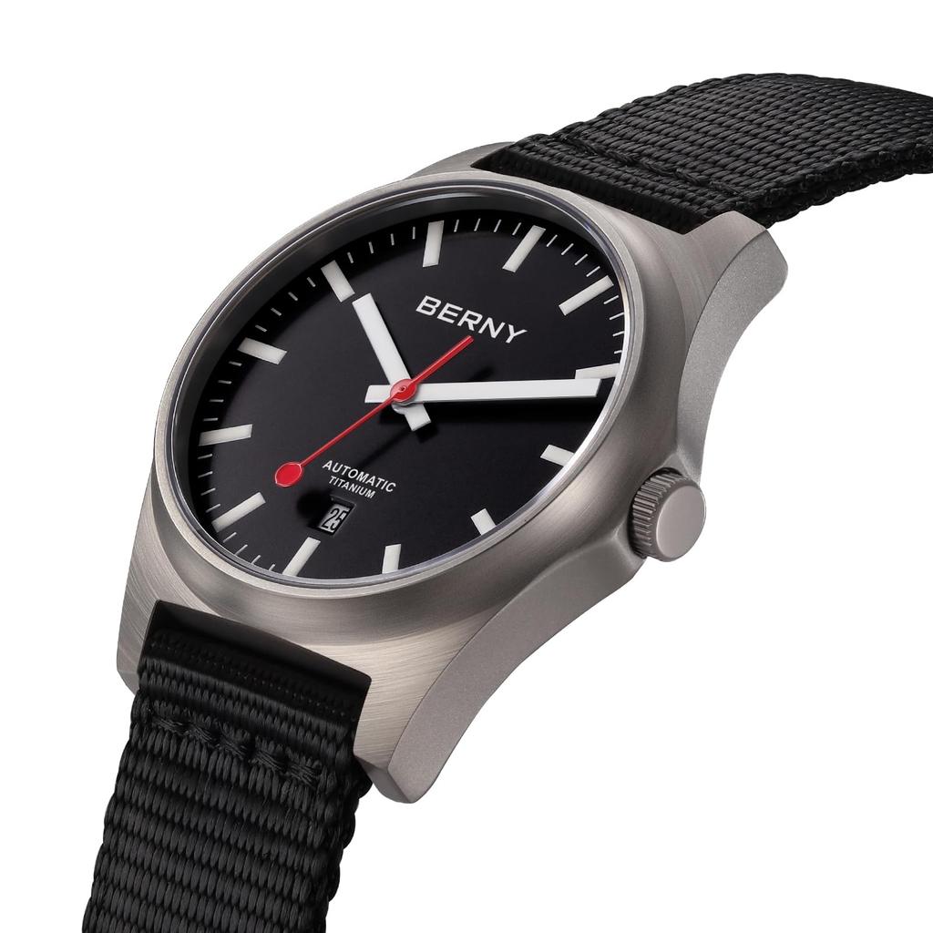 Часы BERNY Titanium, механические, автоматические, железнодорожные, водонепроницаемые, с календарем, дополненной реальностью, сапфировое стекло