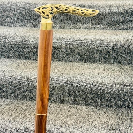 91.44 Cm Wooden Folding Stick  Walking Cane with Fancy Handle For Elder