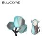 New Korean Cartoon Cute Art Little Monkey Brooch Branch Tree Leaves Animal Brooches For Women Girls Hijab Pins Jewelry