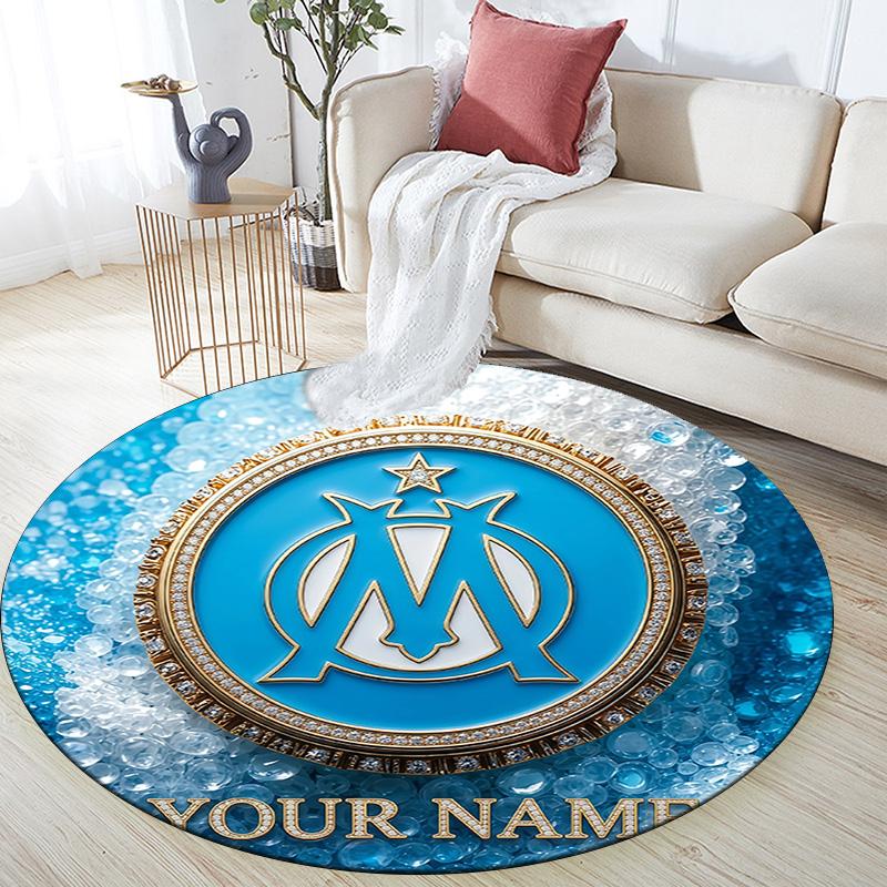 Custom Name Marseille Round Area Rug,Carpet Rug for Living Room Bedroom Sofa Playroom Decor,Non-slip Floor Mat