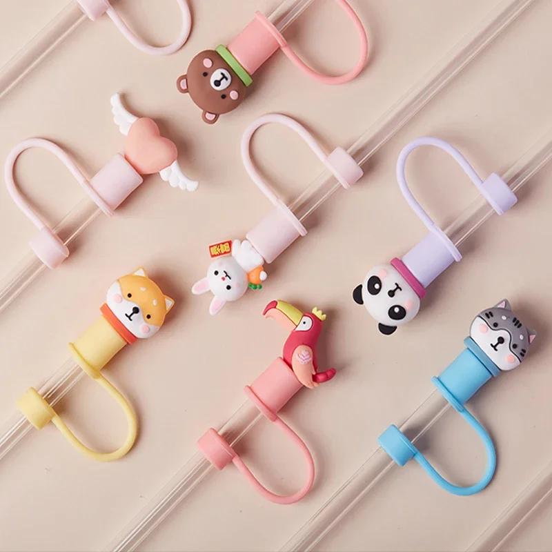 Милые чехлы для трубочек с клубникой для стаканов Stanley, аксессуары Kawaii, силиконовые чехлы для трубочек, защитный колпачок для трубочек 10 мм