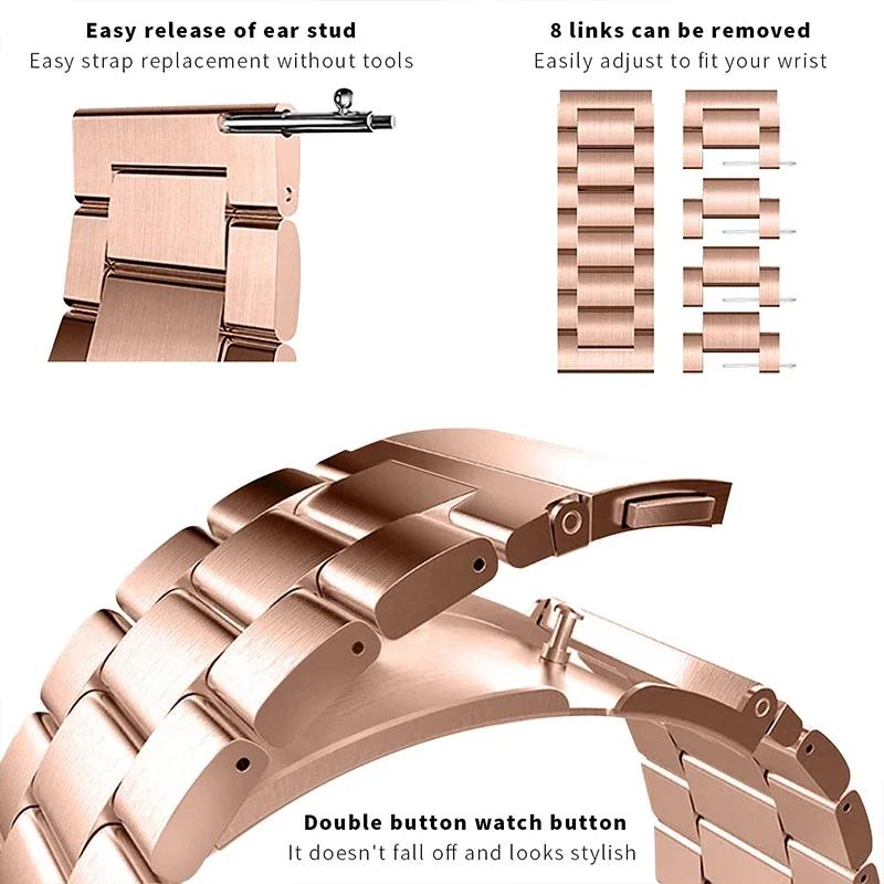 Металлический ремешок из нержавеющей стали для Samsung Galaxy watch 7/FE/6/5 pro/4/Classic 20 мм 22 мм браслет amazfit GTS-GTR-4-3-2e-mini ремешок