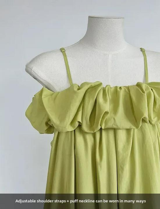 Платье-труба Luxi Tencel на одно плечо с оборками - корейский стиль 