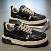 Light Luxury Autumn Men's Leather Casual Shoes Student Versatile Platform Men's Shoes Tide Live Broadcast Sports Niche Skateboard Shoes