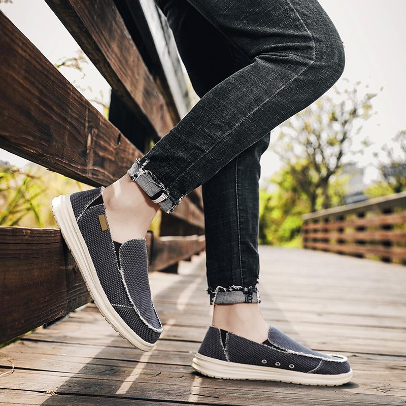 Мужская парусиновая обувь для отдыха на открытом воздухе, черные туфли для вождения, повседневные синие туфли с широким носком, для дальних больших размеров, легкие