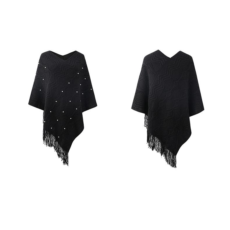 Осень и зима Женский принт Свободный рукав летучая мышь Перекрестная граница Плащ Кардиган Трикотаж Свитер с V-образным вырезом