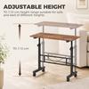 Overbed Table Adjustable Height Sofa Side Table with Wheels 80 x 40 cm Rustic Brown Black