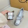 Spring and Autumn Gentle Shoes Inner Height Increase Small Silver Shoes Silver Mary Jane Small Leather Shoes Thick Heel Single Shoes Autumn