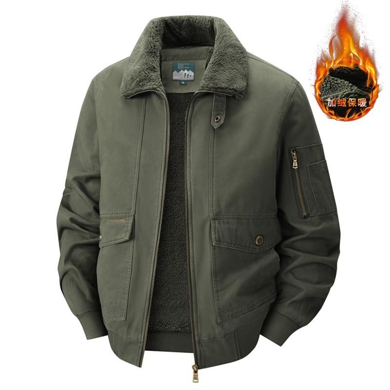 Mens Winter Warm Cotton Workwear Jacket Business Casual Outerwear Plus Size Thick Lined Collar Coat