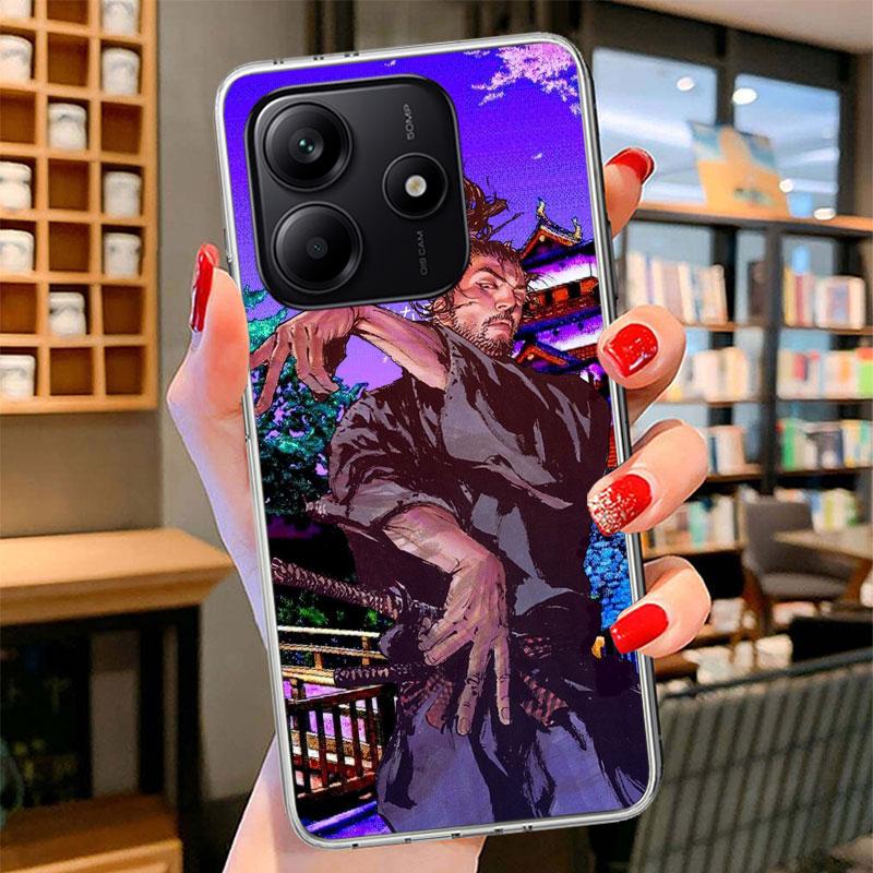 Anime Vagabond Samurai Phone Case For Xiaomi Redmi Note 15 14 13 12 11 10 Pro Plus 14S 12S 11S 11T 11E 10S Soft Fundas Shell Red