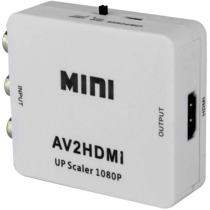 Video Converter - Infoboutik - AV2HDMI - RCA To HDMI - Compatible Retro Console - Color White